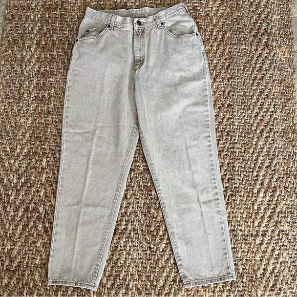 Vintage Lee Baggy Jeans 14P Tan High Rise 80’s 29in Waist Retro Mom Khaki Denim - Picture 1 of 12